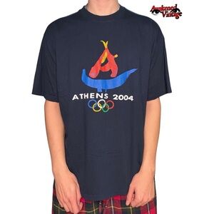 Vintage retro Olympics Athens 2004 navy tee size XL